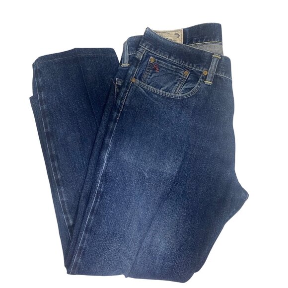 Polo Ralph Lauren Denim Jeans Authentic Dungarees Mens 36x30 Blue Straight Fit C - Picture 4 of 11